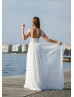 Cap Sleeves Ivory Lace Chiffon Modern Boho Wedding Dress